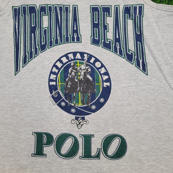 Vintage Virginia-Beach Polo Club Tank-Top Medium 19x26 Gray - Picture 10 of 15
